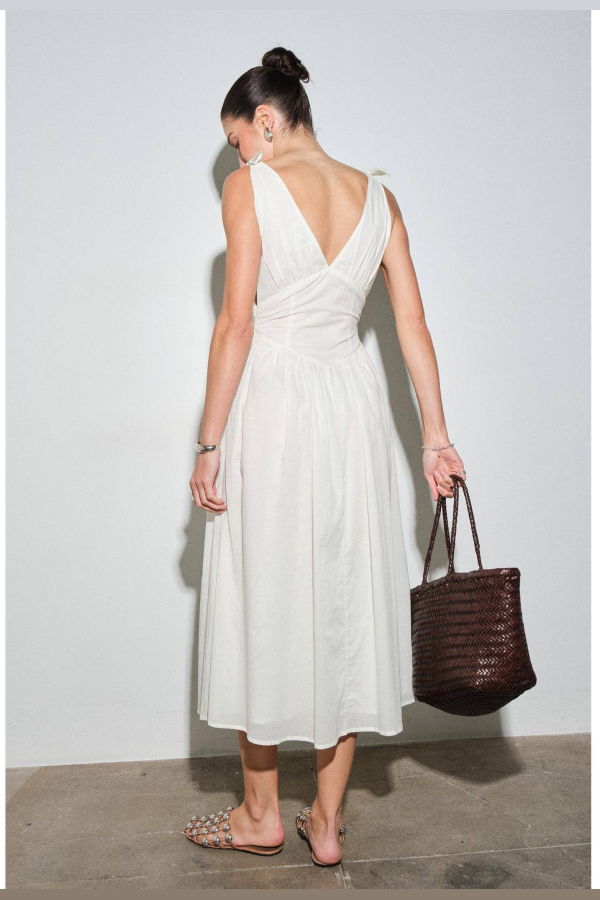 Loucia Biarritz Cotton Poplin Corset-Waist Maxi Dress