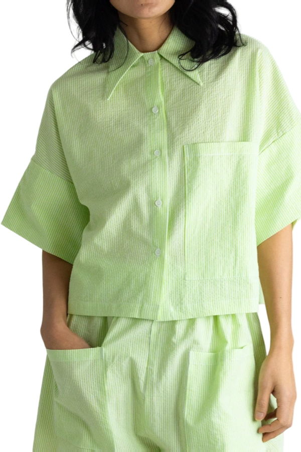 Meg Petite Chemise - Lime Seersucker