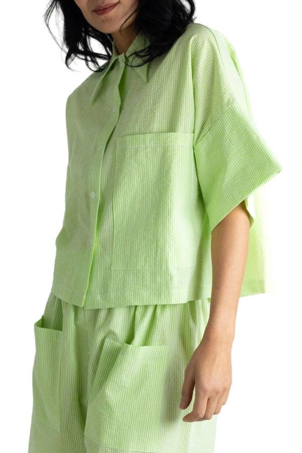 Meg Petite Chemise - Lime Seersucker