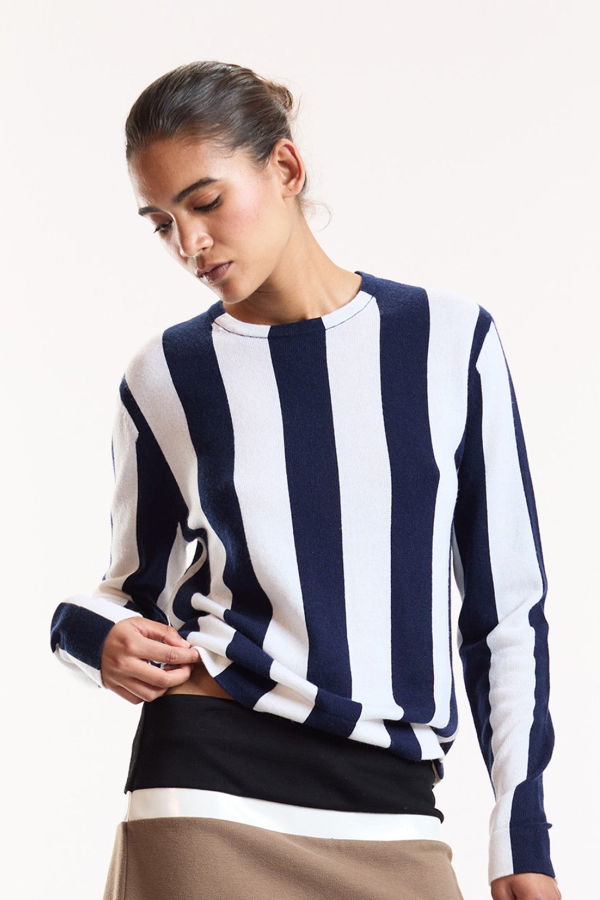 Cynthia Rowley Sideline Striped Sweater - Navy/White