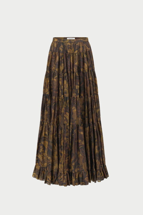 INTO THE EAST Acanthus Oil Paint Multi-Layer Skirt