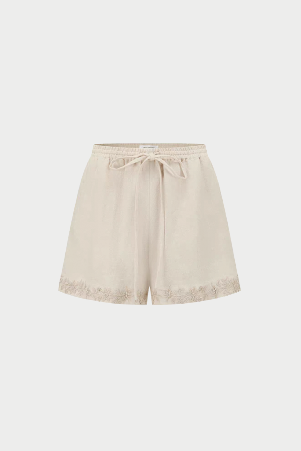 INTO THE EAST Linen Embroidered Shorts