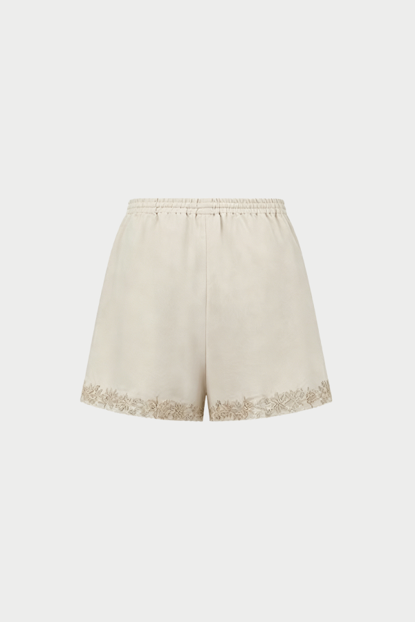 INTO THE EAST Linen Embroidered Shorts