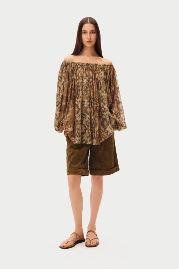 INTO THE EAST Velvet Floral Stand Shorts