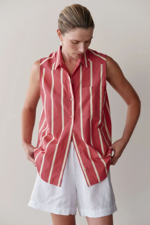 Donni. Pop Stripe Sleeveless Shirt