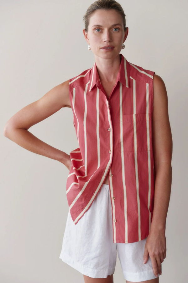 Donni. Pop Stripe Sleeveless Shirt