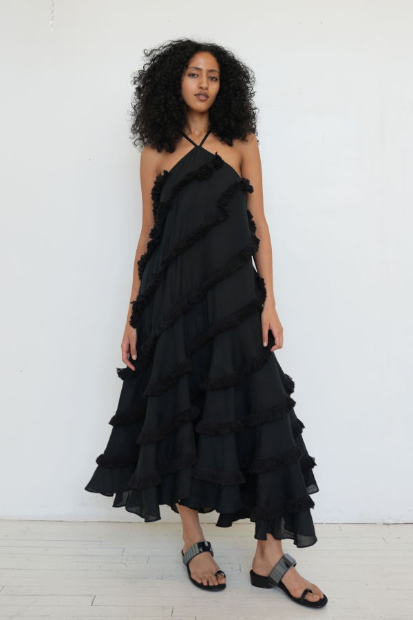 Abacaxi Spiral-Seamed Fringe Dress