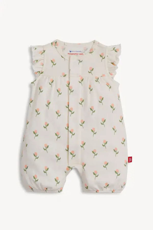 KIDS Magnetic Me Floral Chicken Tender Organic Cotton Magnetic Romper