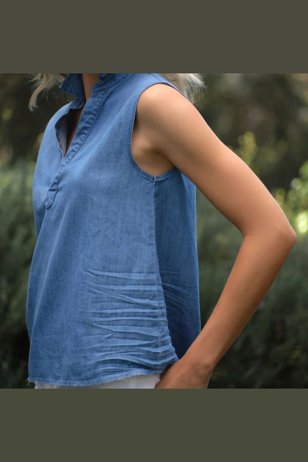Frank & Eileen Olivia Vintage Stonewashed Indigo Popover Tank