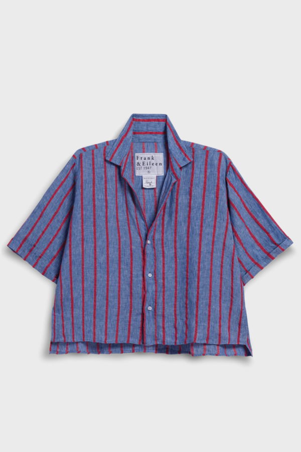 Frank & Eileen Rosie Shirt - Blue Red Textured Stripe