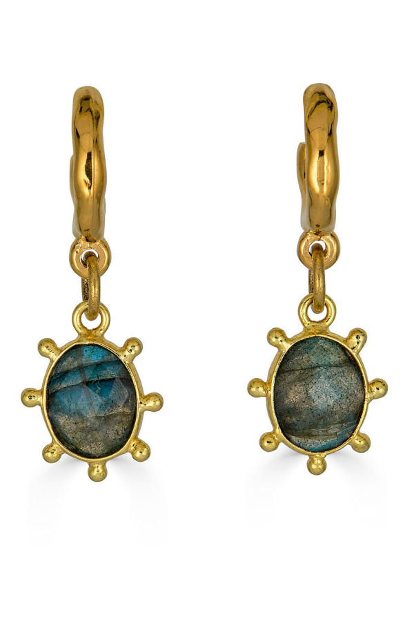 Loni Paul Jewelry Labradorite Charm Hoop Earrings