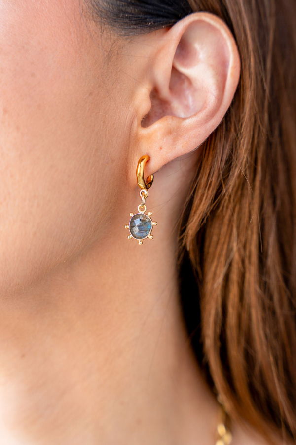 Loni Paul Jewelry Labradorite Charm Hoop Earrings