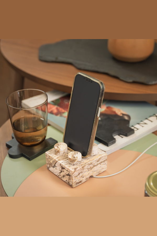 Gemstone Brick Phonestand - Creamy Soapstone