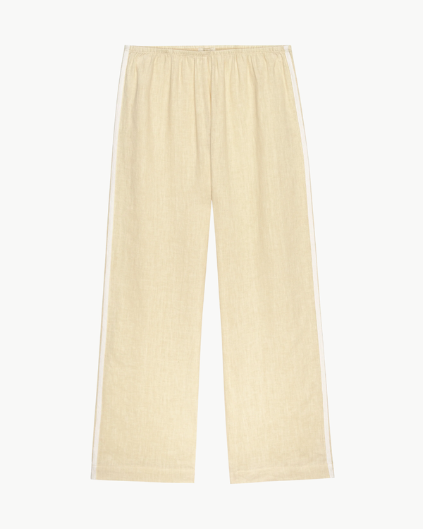 Donni. The Linen Crop Stripe Pant - Butter