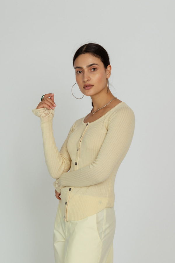 Brazeau Tricot Vintage Scoop Cardigan - Lemon Drop