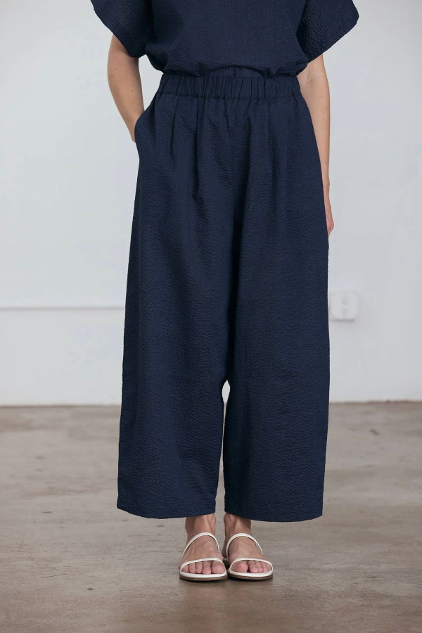 Black Crane Wide Pant with Micro Wave