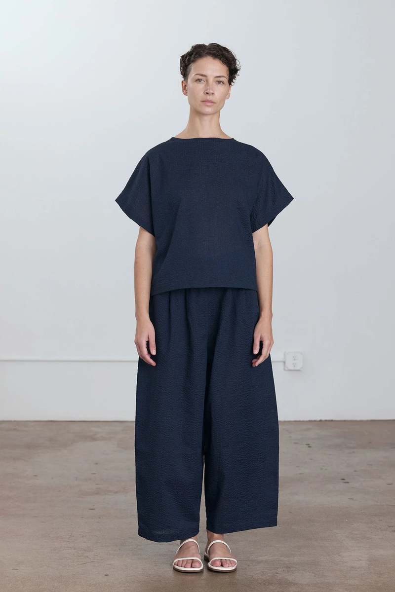 Black Crane Wide Pant with Micro Wave