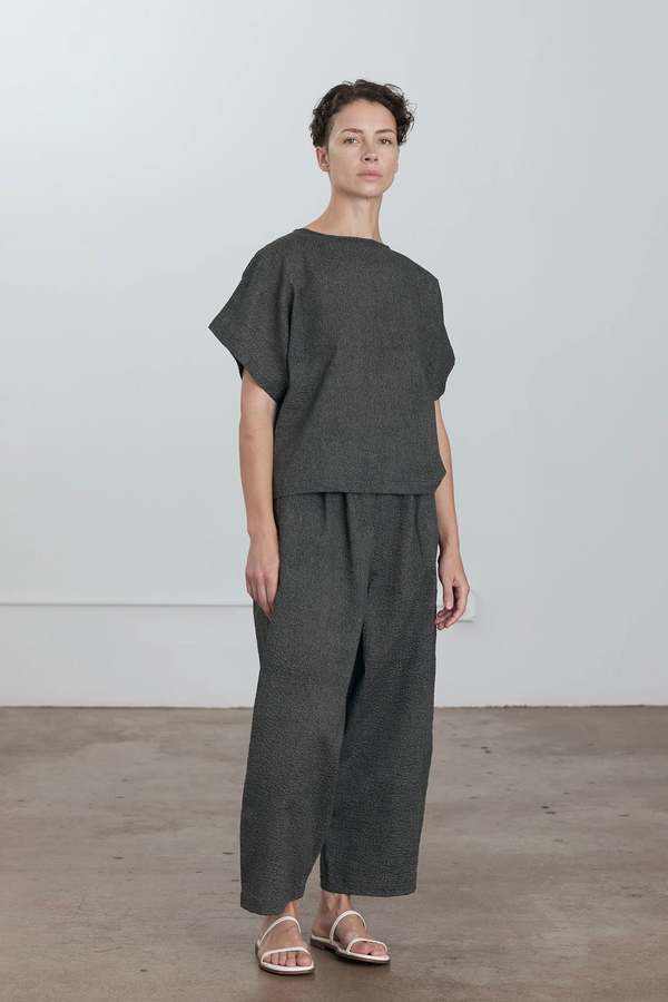 Black Crane Wide Pant with Micro Wave