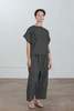 Black Crane Wide Pant with Micro Wave - Thumbnail 1