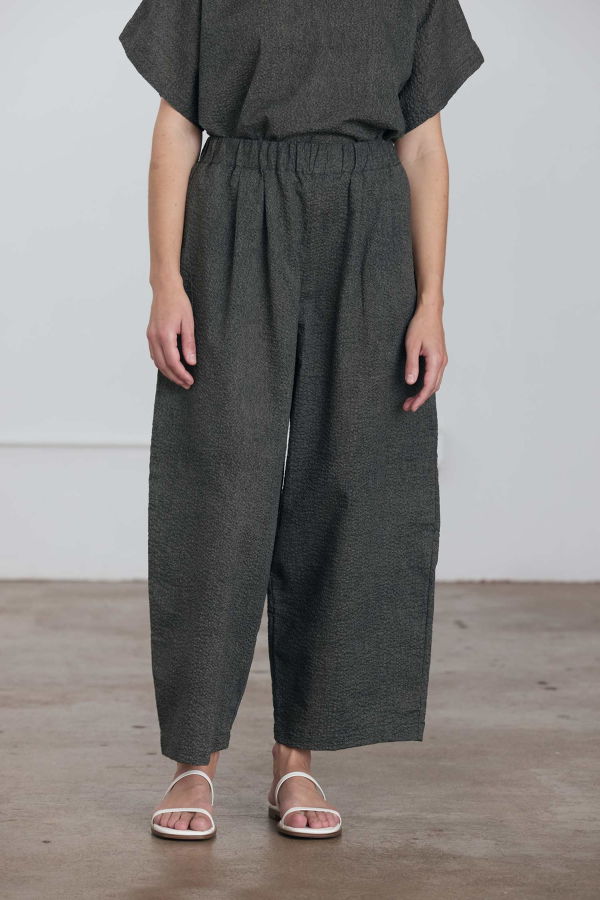 Black Crane Wide Pant with Micro Wave