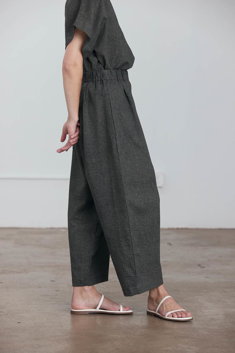 Black Crane Wide Pant with Micro Wave