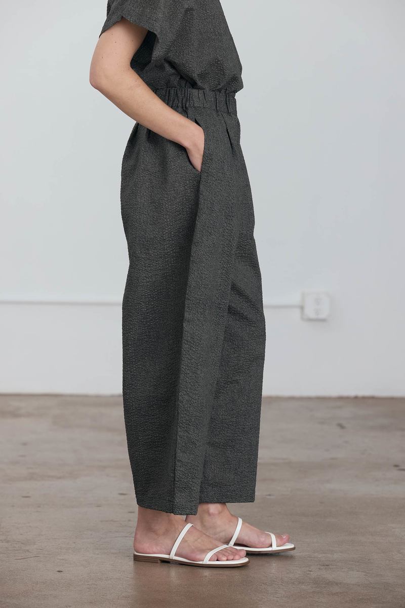 Black Crane Wide Pant with Micro Wave