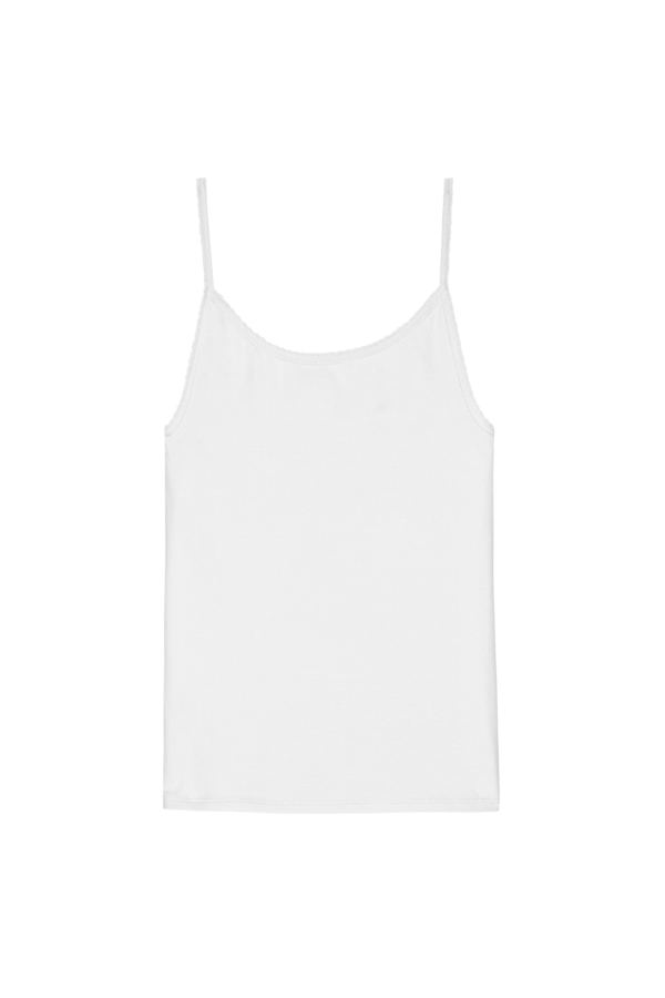 Donni. The Baby Rib Scallop Tank - Powder