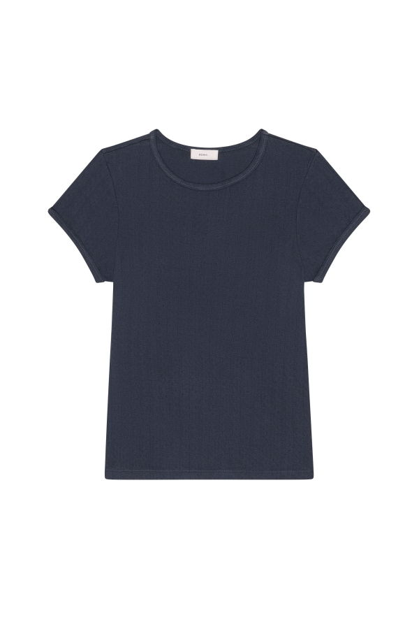Donni. The Pointelle Baby Tee - Midnight