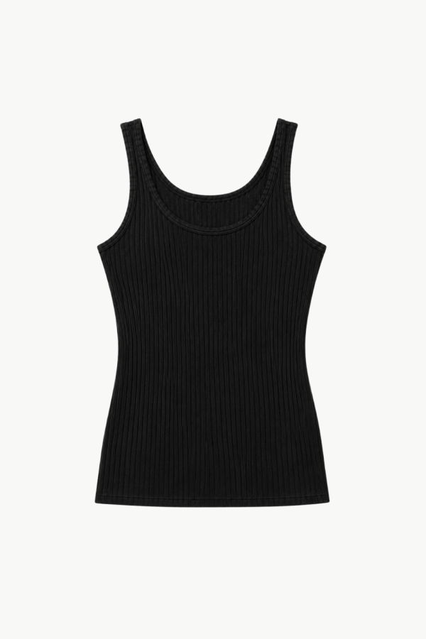 Enza Costa Military Rib Crop Tank - Black
