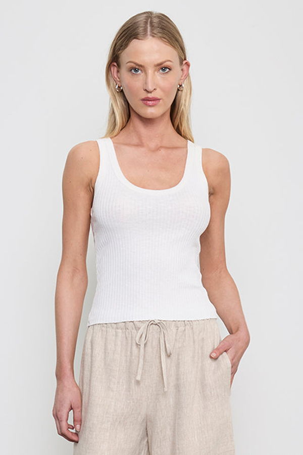 Enza Costa Military Rib Crop Tank - Undyed