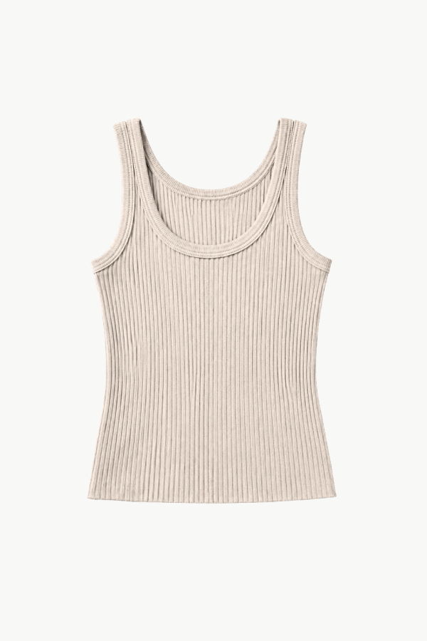 Enza Costa Military Rib Crop Tank - Flax