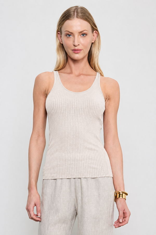 Enza Costa Military Rib Crop Tank - Flax