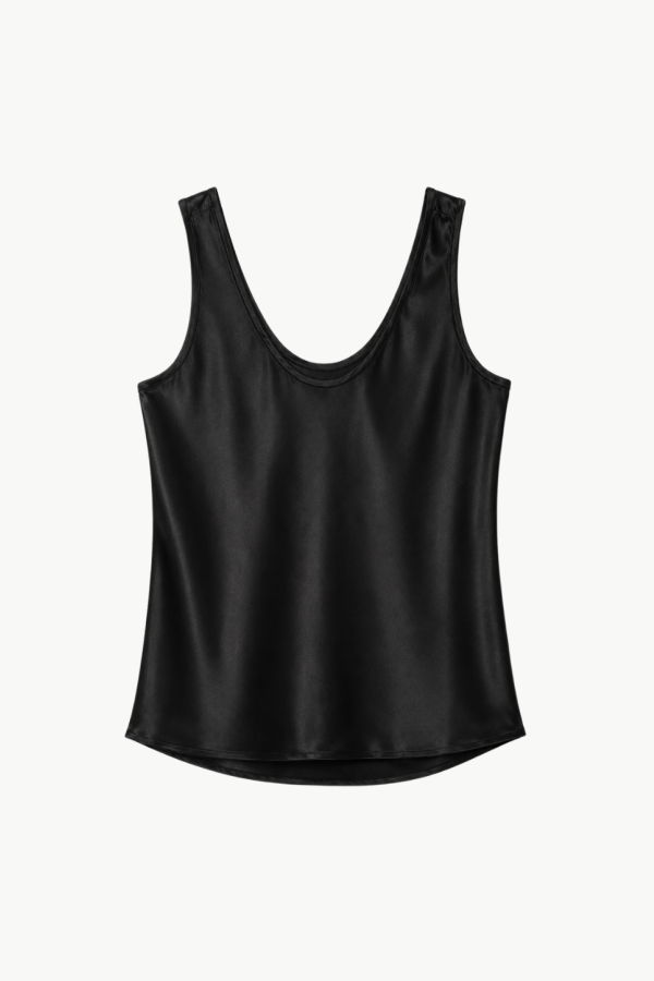 Enza Costa Silk Satin U Tank - Black