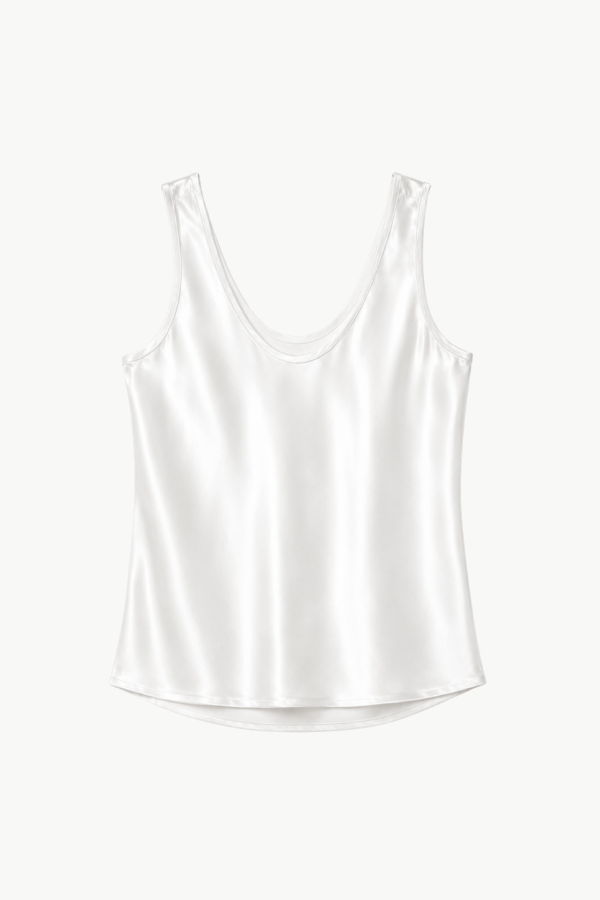 Enza Costa Silk Satin U Tank - Off-White