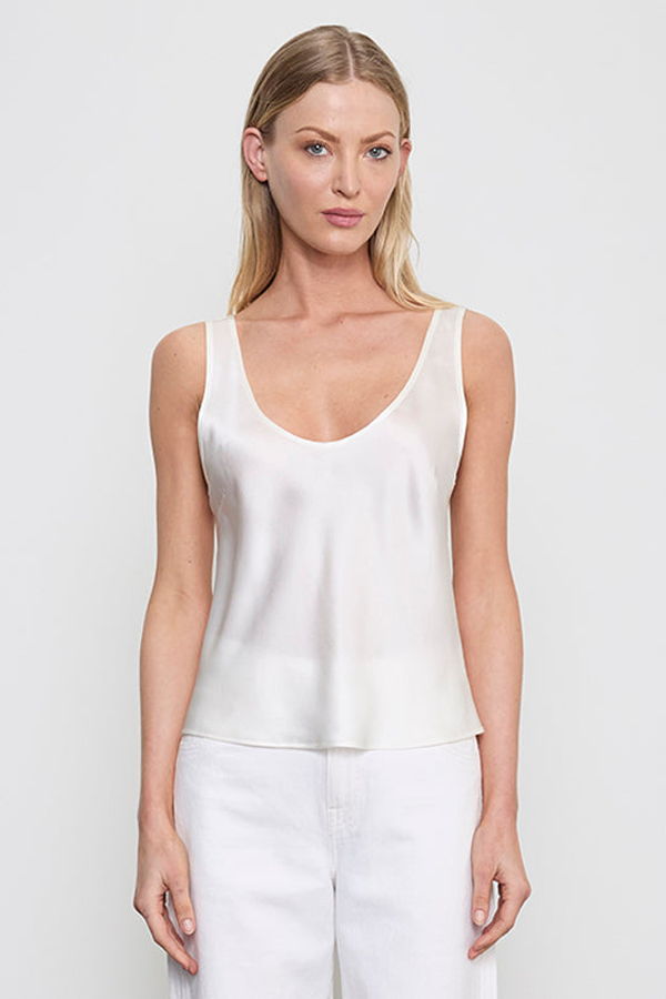 Enza Costa Silk Satin U Tank - Off-White