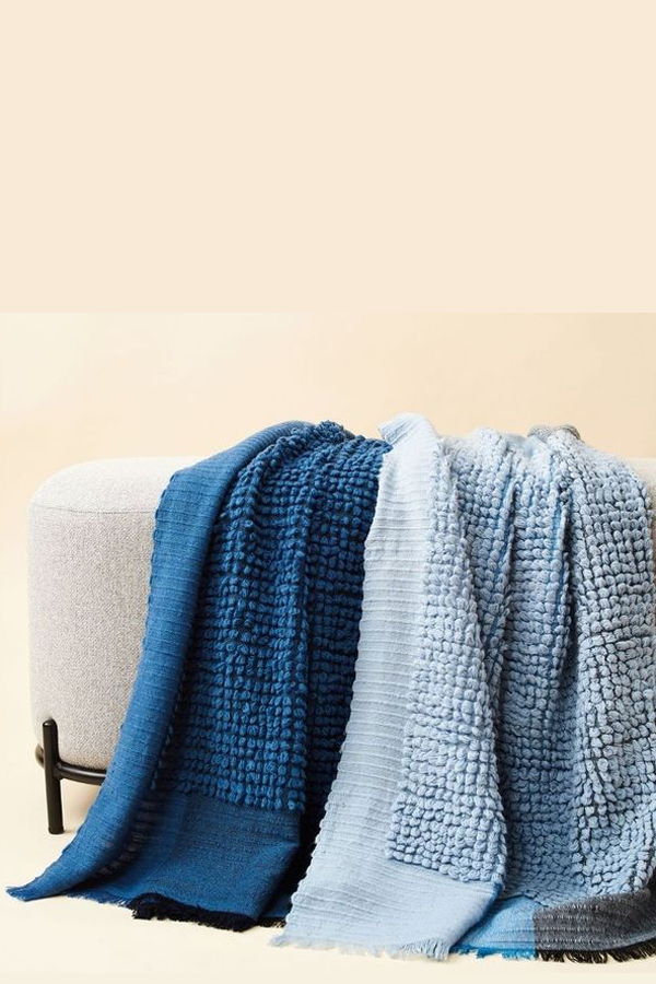 Variously Macaroon Midnight Handloom Throw - Midnight/Navy Blue