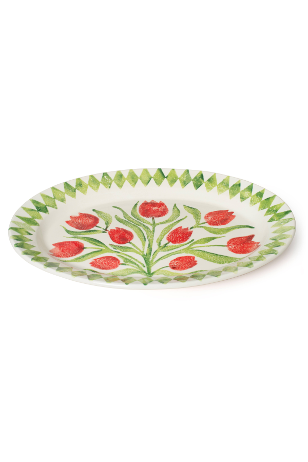 BlissHome Tulips Oval Rimmed Platter 40cms