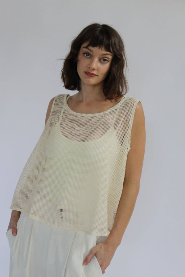 NA NIN Marni Netted Cotton Tank - Ecru