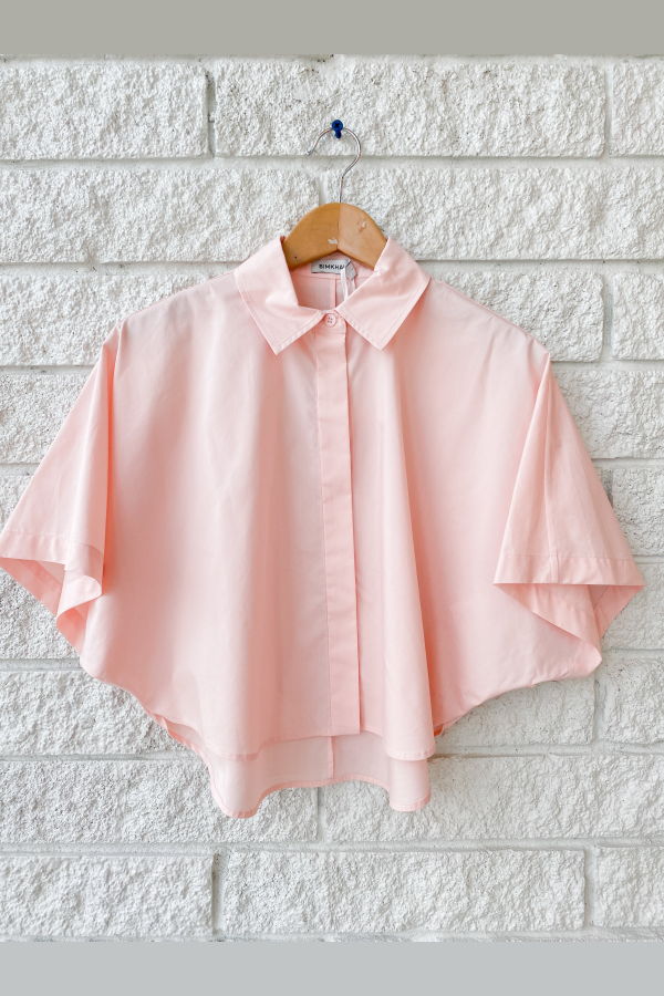 Jonathan Simkhai Blair Short Sleeve Shirt - Bubblegum