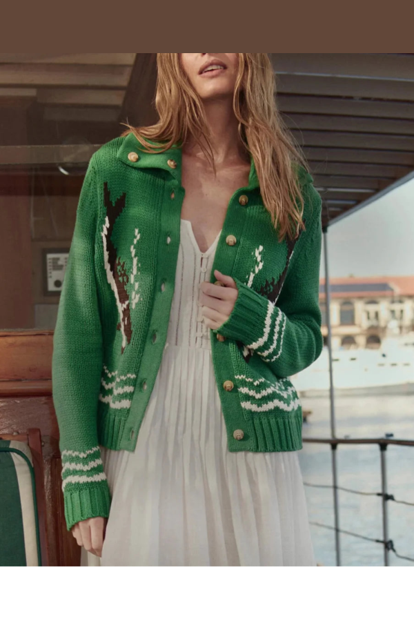 The Great. The Bass Cardigan - Green