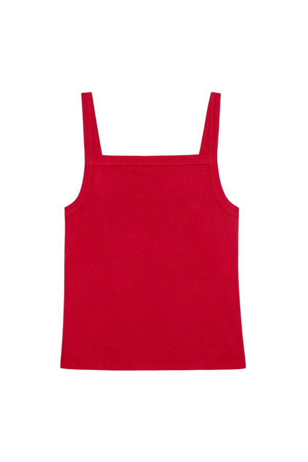 Donni. The Baby Rib Square Neck Tank - Cherry