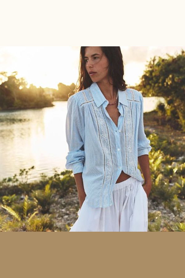 Xirena Viviana Shirt - Blue White Stripe