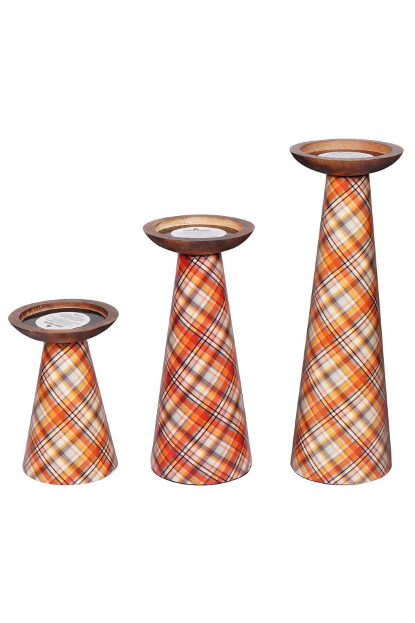 Mela Artisans Plaid Pillar Candleholder Set