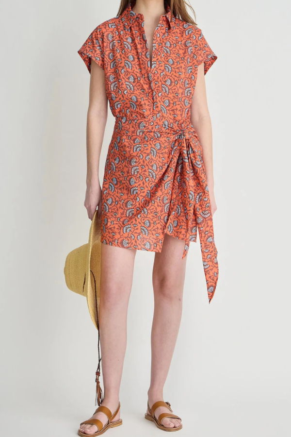 Apiece Apart San Vito Sarong Dress - Night Blooms Firecracker
