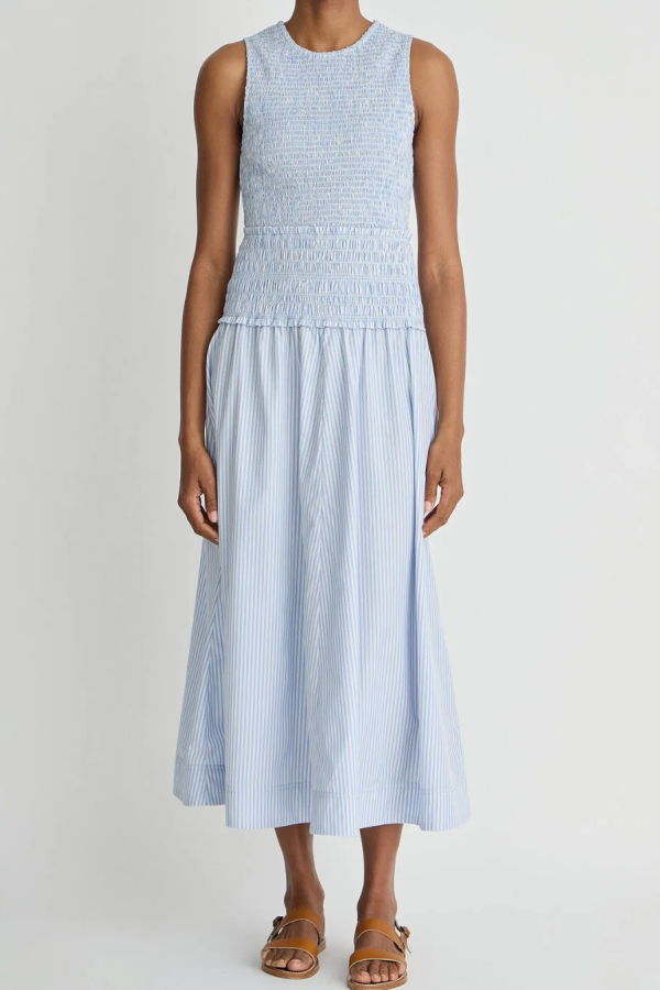 Apiece Apart Siempre Tank Maxi Dress - Blue and White Stripes