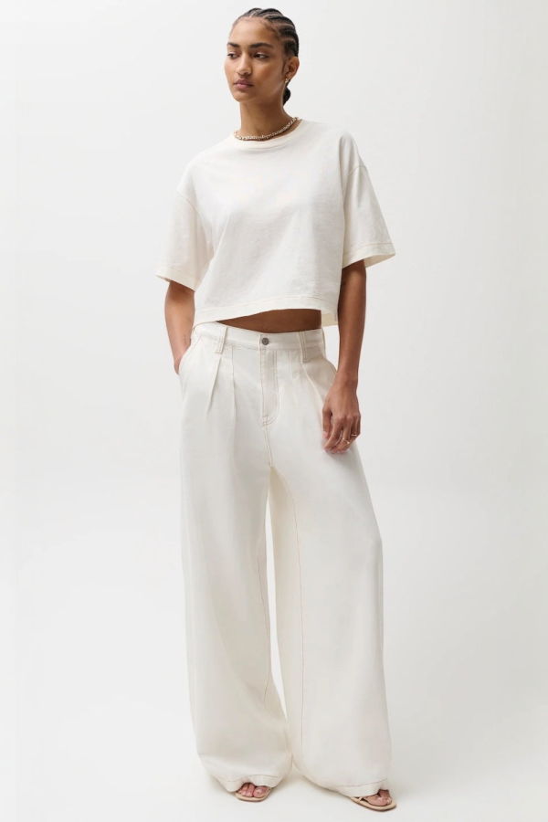 Pistola Delphine Pleated Wide Leg Jeans