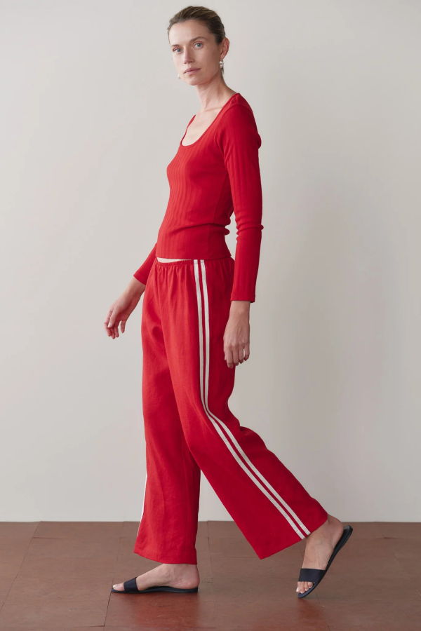 Donni. The Linen Crop Stripe Pant