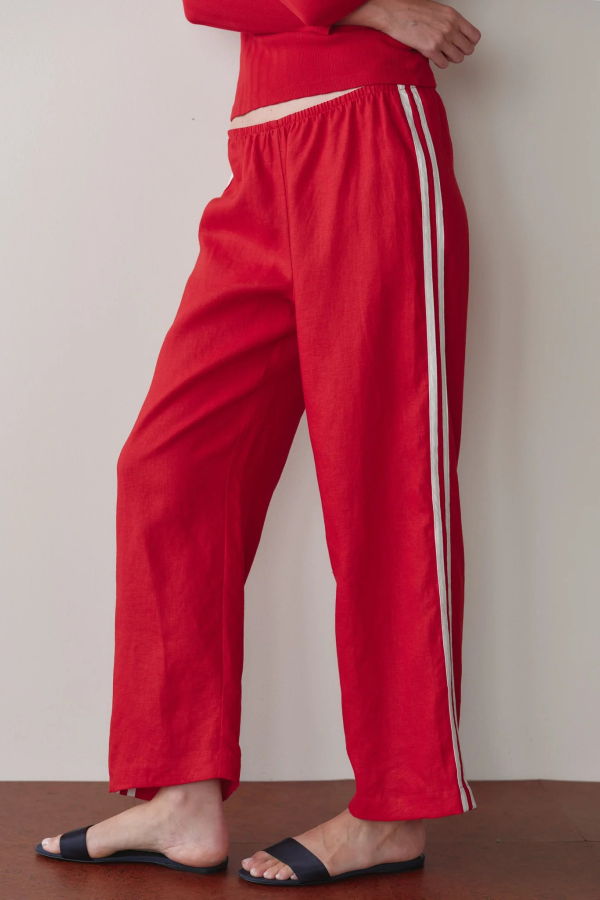 Donni. The Linen Crop Stripe Pant