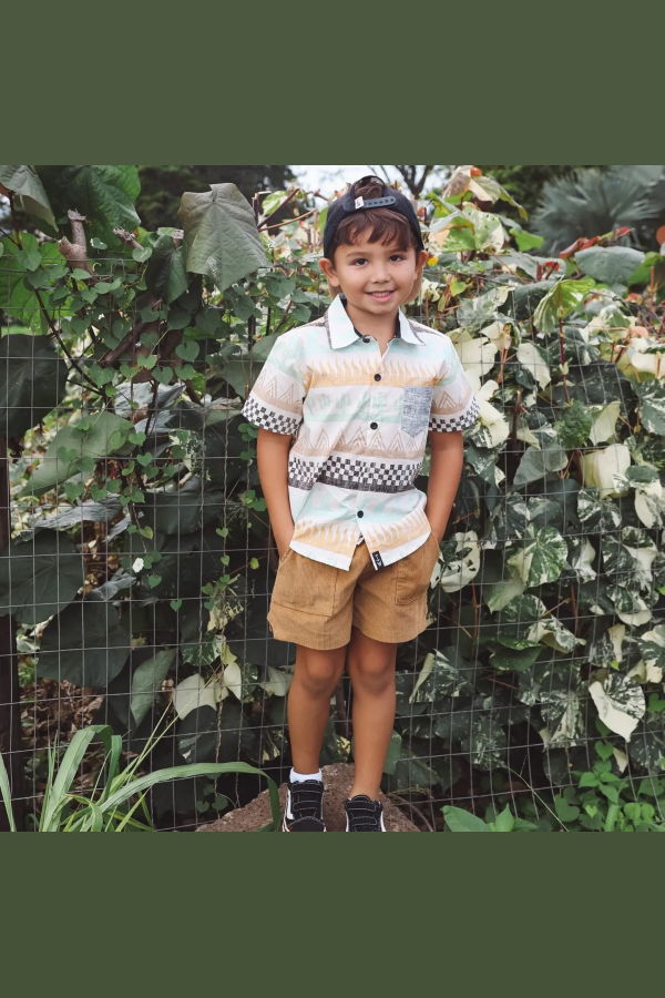 KIDS Tiny Whales Camp Retro Lightning Bolt Shorts