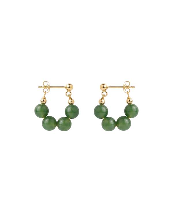 seree Fay Beaded Jade Hoop Earrings - Green